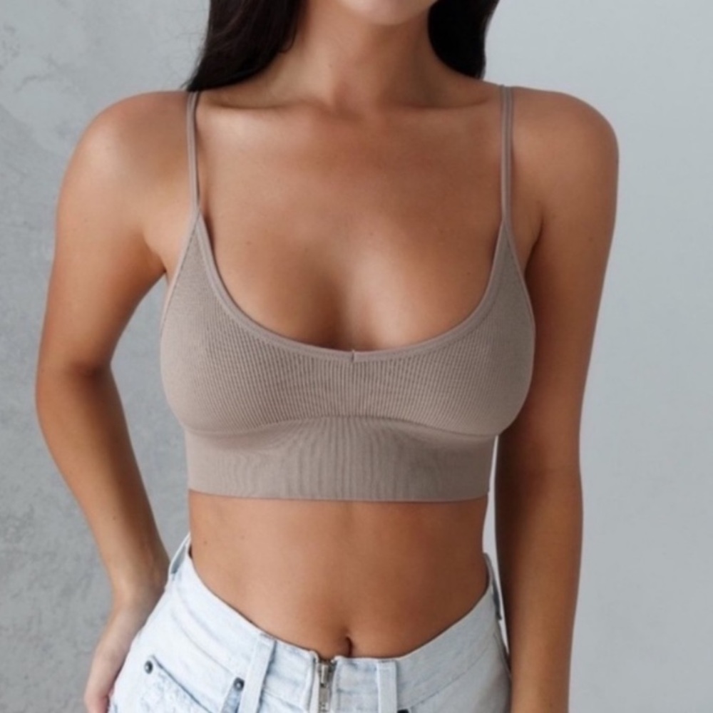 Mocha Low Back Seamless Bralette - Picture 3 of 3